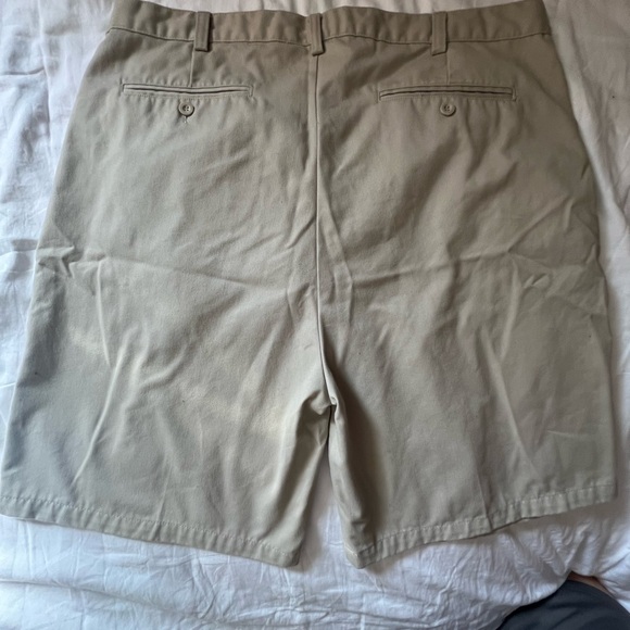 Tan Flat Front Shorts with Classic Design - Picture 2 of 3